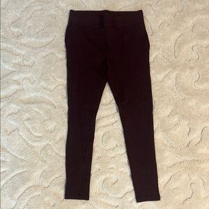 USED LOFT Women’s Black and Maroon Checkered Leggings